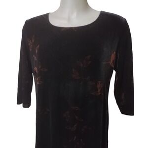 First Issue Liz Claiborne Dress XL Women Y2K Velvet Maxi Brown Floral Goth Boho